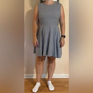 Diane von furstenberg Sleeveless Fit & Flare Geometric Print Dress 12 blue cream